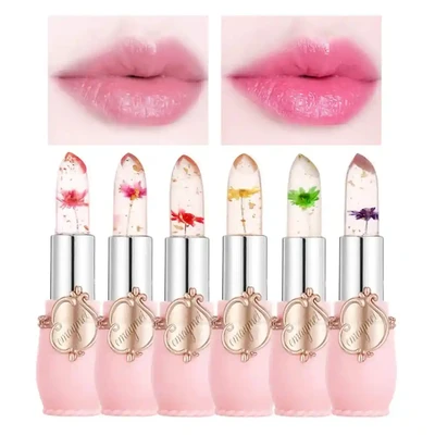 6 pcs Emaymei Transparent Jelly Change Lipstick.